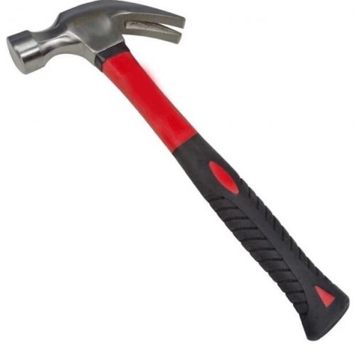 New Fibreglass Claw Hammer 20oz Rubber Comfortable Rubber Grip Polished Head