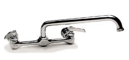 New ~ Commercial Wall Mount Faucet w/ 12&#034; Spout for 3 Bay / Compartment Sinks