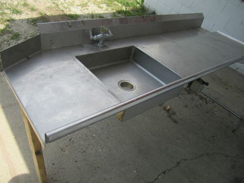 90&#034; x 30&#034; dish s.s. right side soil table w/ 6&#034; back splash sink w/ disposal for sale