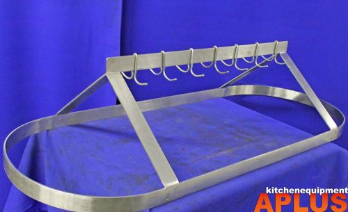 Stainless steel pot rack ceiling mount 60&#034; model w/ 7 pot hooks for sale