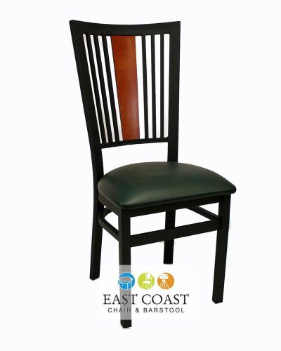 New steel city metal restaurant chair with black frame &amp; green vinyl seat for sale