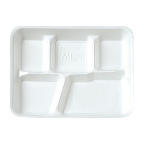 5 compartment white foam food trays
