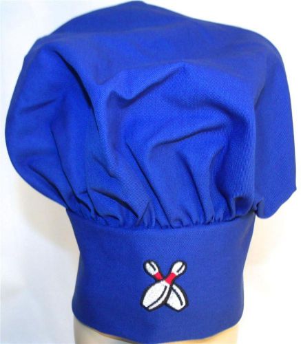 Bowling Pins Sports Game Blue Chef Hat Adult Size Adjustable Monogram Embroidery