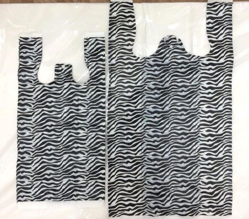 100  50pcs(8x5 x16)50pcs(11.5 x6&#034;x21&#034;) inches  ZEBRA PRINT PLASTIC T-SHIRT BAGS