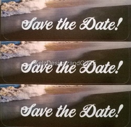 35 x Save the Date Stickers Labels for Invitations Cards Announcements. Beach
