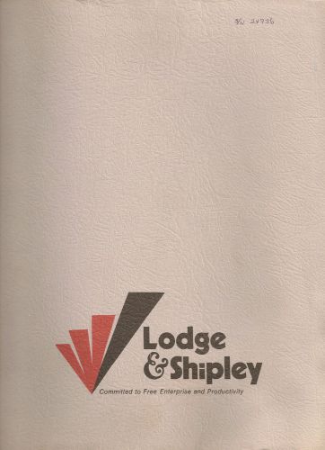 LODGE &amp; SHIPLEY LATHE Operator &amp; Repair Parts Manual