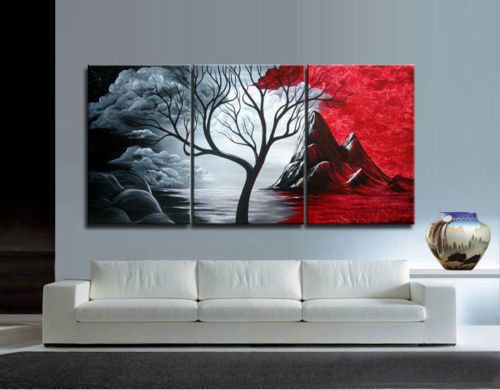 3PIECES MODERN ABSTRACT HUGE WALL ART OIL PAINTING ON CANVAS///+framed