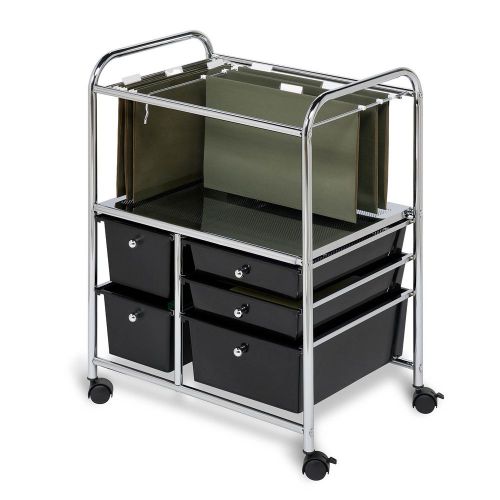 Mobile hanging filing cart 5-drawer home office rolling storage paper supplies for sale