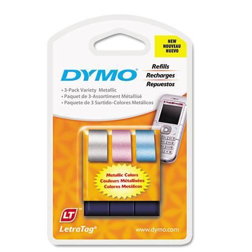 NEW DYMO 1741827 LetraTag Metallic Label Tape Cassette, 1/2in x13ft, Assorted, 3