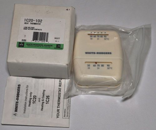 White Rodgers 1C20-102 Low Voltage Basic White Heat Thermostat Snap Action Cont.