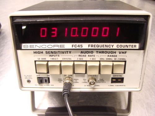SENCORE Model FC45 FREQUENCY COUNTER Audio to 230mhz / VHF 50OHM 8 Digit Digital