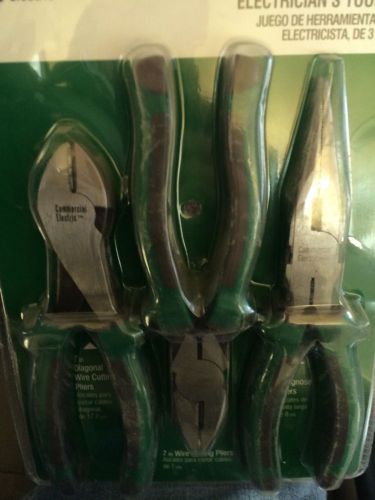 COMMERCIAL ELECTRIC 3-PIECE ELECTRICIAN&#039;S TOOL SET PLIERS 7 &amp; 8 &#034; 100 257 715