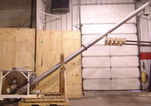 incline screw conveyor auger elevator flexicon agitated hopper 12&#039; dis. heighti