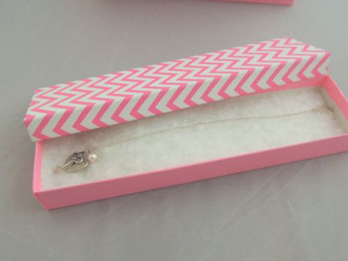 50 new rare -8 x 2&#034; pink chevron cotton lined jewelry/gift presentation boxes for sale