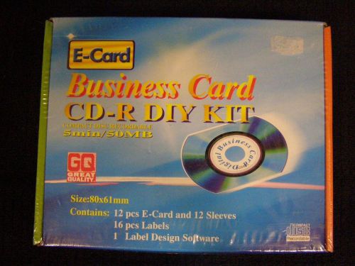 NIB - Business Card CD-R DIY Kit (E-Card) 12 Cards&amp; Sleeves, Labels and Software