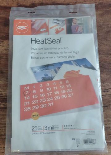 GBC HeatSeal Crystal Clear 3 Mil Flexible Legal Size Laminating Pouches 25-Pack
