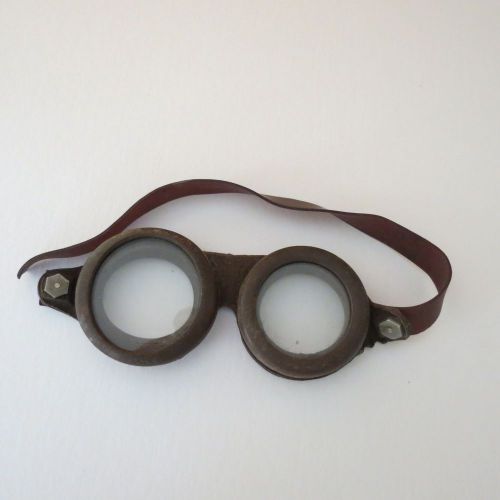 ANTIQUE RUBBER &amp; GLASS SAFETY/MOTORCYCLE/PILOT/STEAMPUNK GOGGLES