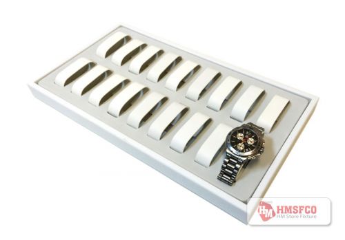 18-Slot Watch Display Tray, White, Leather - NEW