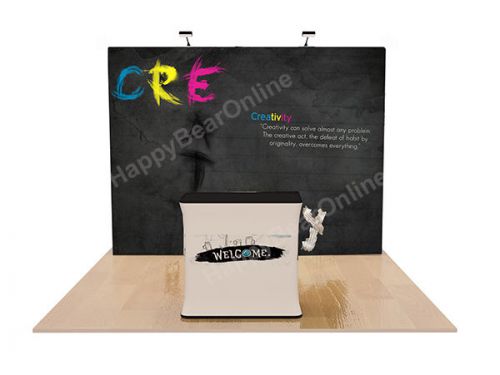 Trade show fabric tension pop-up booth 10ft with casetocounter package