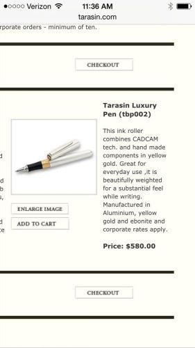 Tarasin Jewerly Luxury Writing  Pen 9 Carat Gold CADCAM Handmade Yellow Gold