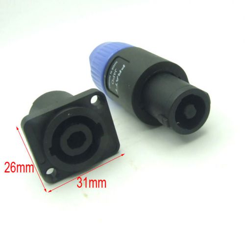 2 set 4-Pole Locking Speaker Cables Socket 4pin Plug for DJ Pro Audio Equipment