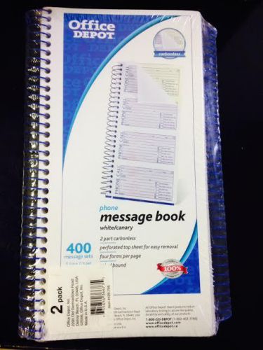 Phone Message Book SET of  2 400 message sets 800 total /White/Canary 2 part