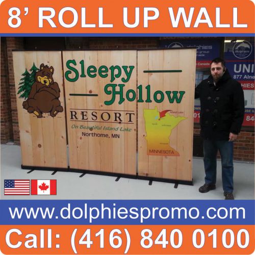 NEW 8&#039; Pop Up Retractable Back Wall Trade Show Booth Display + FULL GRAPHICS
