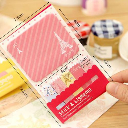 Pink Paris Cute 1+5 Sticker Bookmark Mark Memo Post Iit Flags Index Sticky Notes