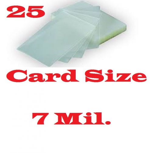 25 Card Size Laminating Laminator,  Pouches Sheets  2-1/2 x 3-3/4    7 Mil