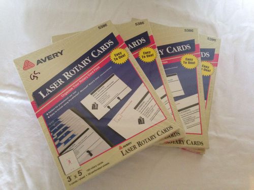 Lot of 4 x Avery 5386 Laser Rotary Cards 3&#034;x5&#034; Sealed New 150 cards each box
