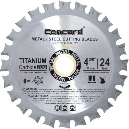 Concord blades mcb0438t024hp 4-3/8-inch 24 teeth tct ferrous metal cutting blade for sale