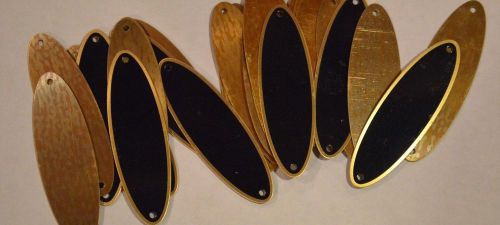 Lot of 30 Oval Brass Name Plate - New- 1x3.25 Brass or Black Blank