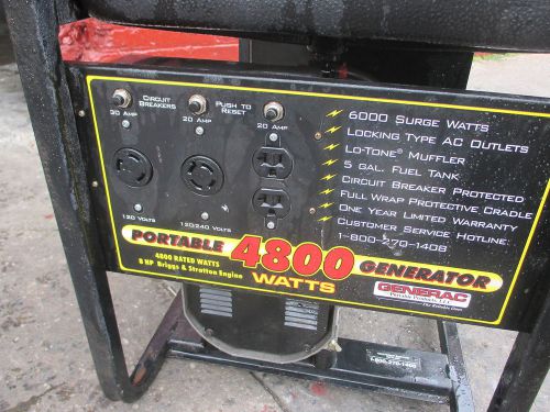 Generac 4800 watt  generator  110/220  36 amps for sale