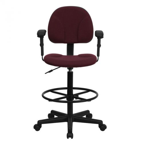Burgundy Drafting Chair Height Adjustable Arms Adjustable Range