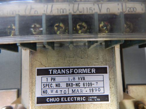 Chuo Electric Transformer BK0-NC 6109-7 1PH 1.8 KVA