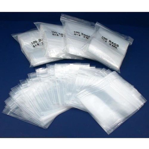 500 Zipper Poly Bag Resealable Plastic Baggies 4&#034; x 4&#034;