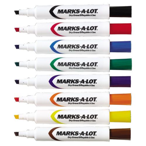 Marks-A-Lot Dry Erase Marker Set Assorted Colors Box of 8 (24411) Pack of 8