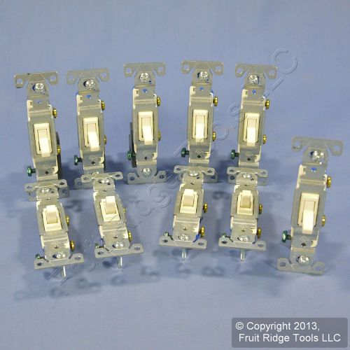 10 Cooper Almond Toggle Wall Light Switches Quiet Single Pole 15A 120V 1301-7A