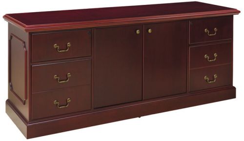 TRADITIONAL OFFICE CREDENZA Storage Cabinet Conference Meeting Room Mahogany NEW