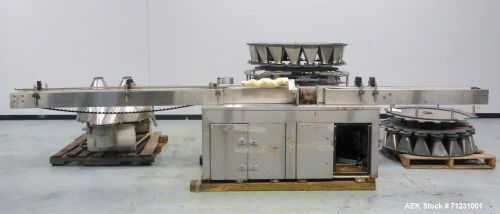 Used- All Fill Model &#039;R&#039; Twin Head Rotary Powder Filler. 18 station unit with wo