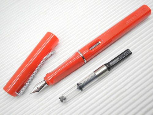 Jinhao 599B Medium Fine Nib Fountain Pen w/ Ink Converter +5 Black Cartridges, R