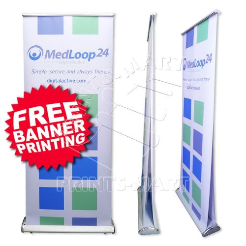 33&#034; Double-Sided Roll Up Pop Up Banner Stand Trade Show Display FREE PRINTING