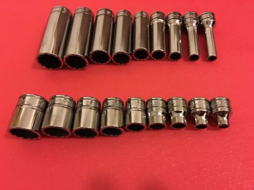 Snap on 18pcs 3/8&#034; sae 12point socket set  1/4&#034;-3/4&#034; shallow/deep no reserve!!! for sale
