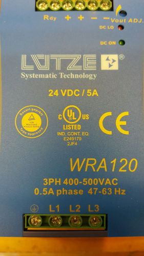 LUTZE SYSTEMATIC TECHNOLOGY  WRA120 WRA120-24 POWER SUPPLY