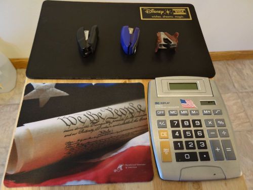 Desk Items-Office Pad-Staple Remover-2Calculators-Note Pad-2 Staplers-Mouse Pad