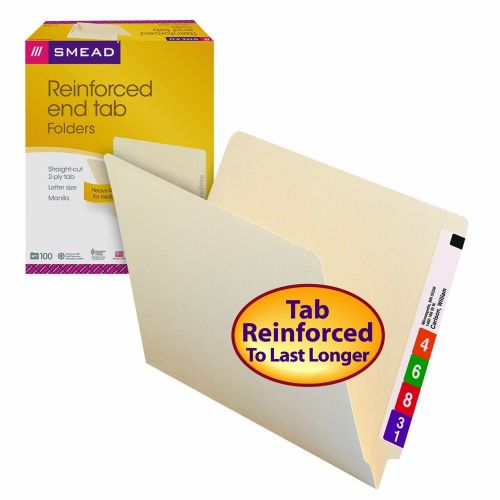 Smead End Tab File Folder Shelf-Master Reinforced Straight-Cut Tab Letter Siz...