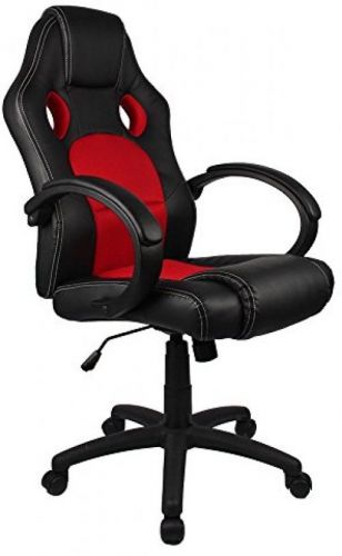 Computer Gaming Chair Desk Leather High Back Task Ergonomic Black Red