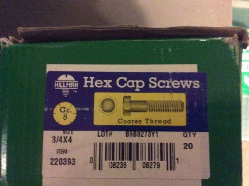 HEX CAP SCREW 3/4-10 X 4&#034; GR. 8 ,YELLOW ZINC, 10 BOLTS.