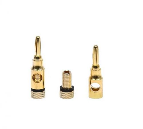 5x Musical Audio Speaker Cable Wire Gold-plated Black Banana Plug Connector F .M