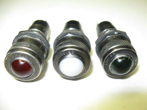 (3) Vintage Dialco ? Panel Mount Indicator Lights w/ Mech Dimmers &amp; GE47 Bulbs